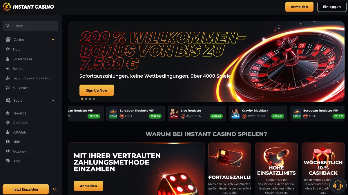 Der absolute Spitzenreiter in Sachen Fairness: 200% Bonus bis zu 7.500 € und das völlig ohne Wettbedingungen. Gewinne werden hier sofort ausgezahlt.